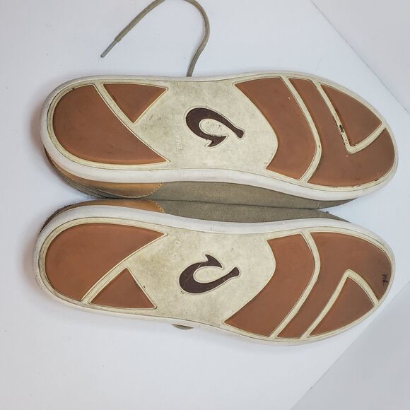 Olukai Nalukai KALA Tan Beige Leather Lace Up Loafer Shoes Men’s Size 13